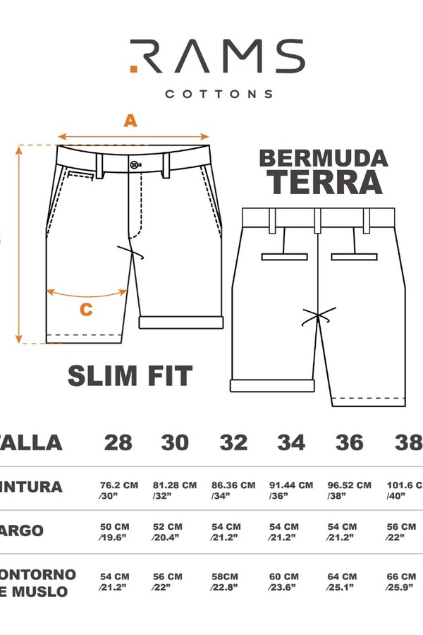Bermuda Stretch Color Azul Plúmbago Slim Fit De Algodón Para Hombre